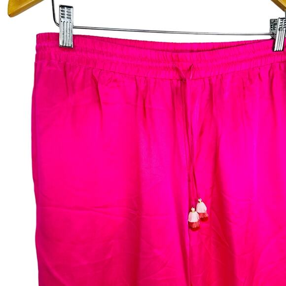 Hale Bob Ceres Silk Straight Fit Pant in Hot Pink size Medium - Picture 3 of 7